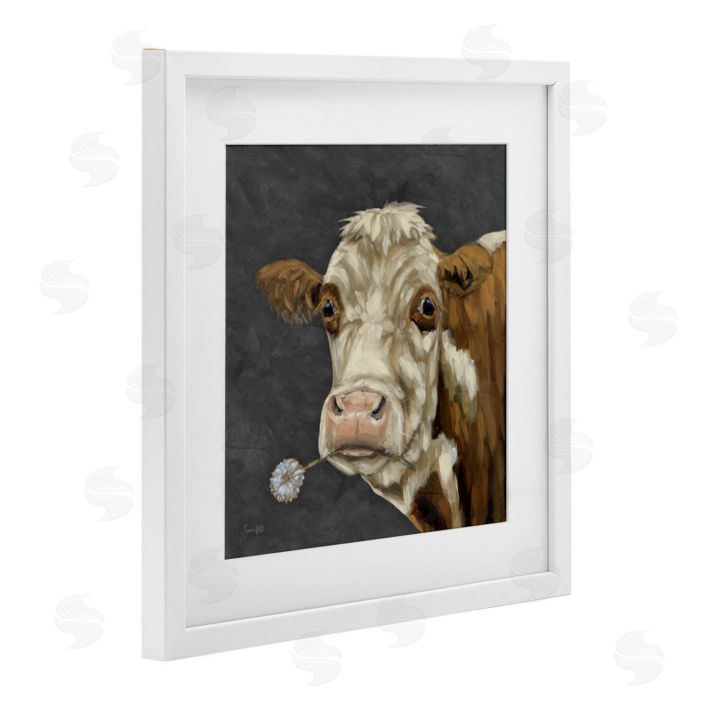 Sara G. Designs Looking Dandy Cattle White Framed Print Under Glass Wall Art