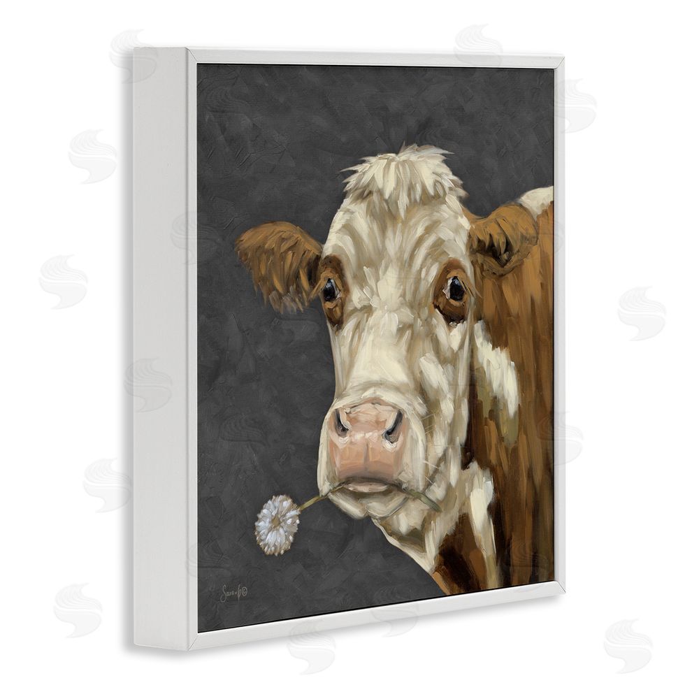 Sara G. Designs Looking Dandy Cattle White Framed Giclee Wall Art Print