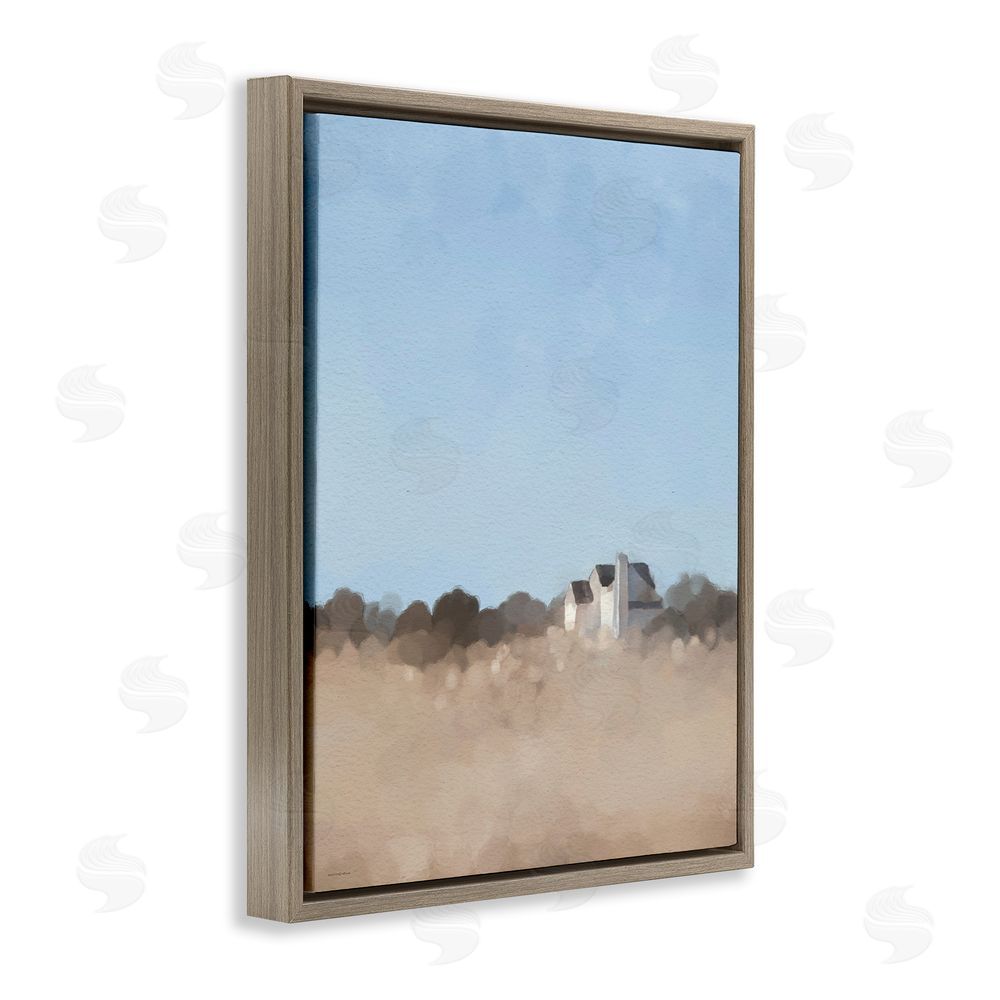 Kamdon Kreations Silent Day Cottage Impression Brown Floating Frame Canvas Wall Art Print