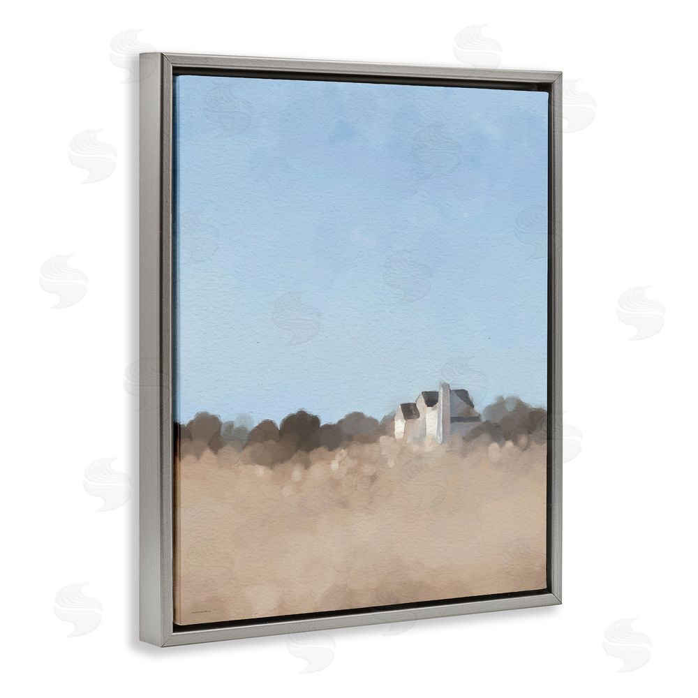 Kamdon Kreations Silent Day Cottage Impression Gray Floating Frame Canvas Wall Art Print