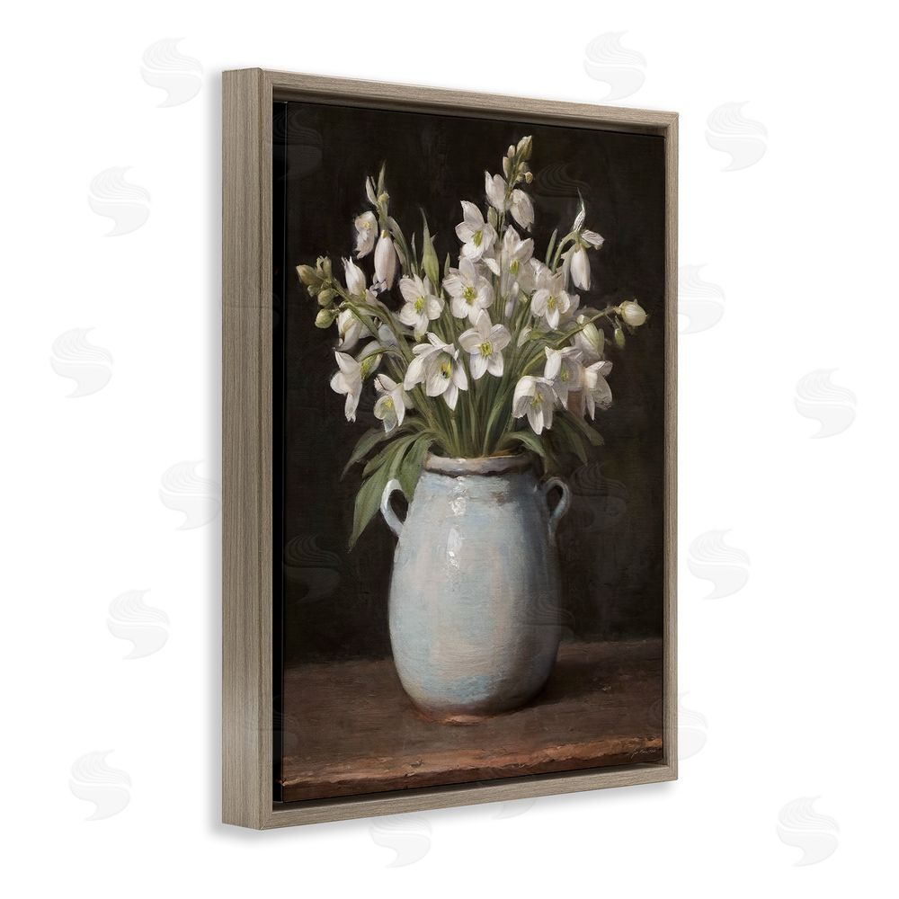 Jo Moulton Fresh Jasmine Blooms Brown Floating Frame Canvas Wall Art Print