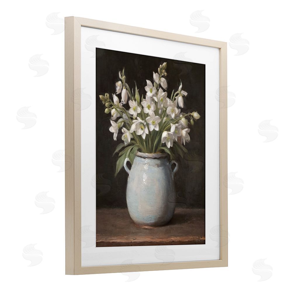 Jo Moulton Fresh Jasmine Blooms Brown Framed Print Under Glass Wall Art