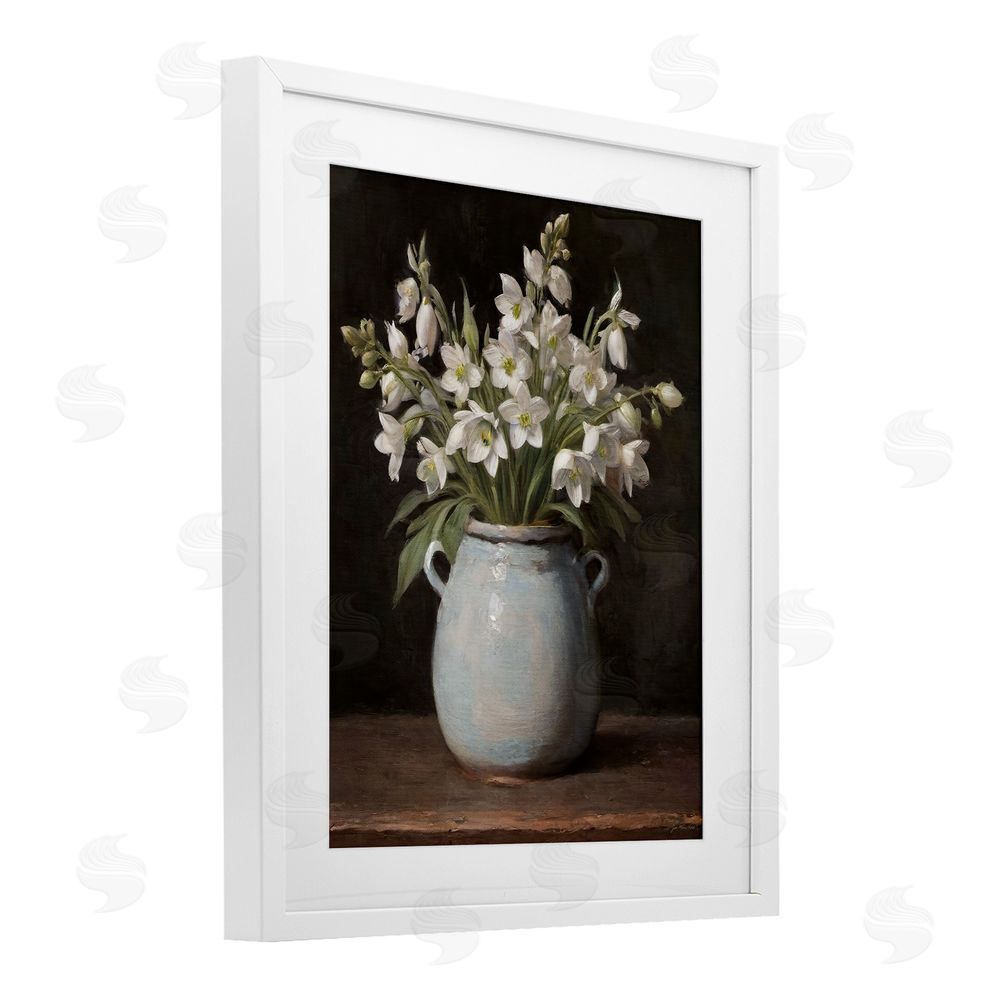 Jo Moulton Fresh Jasmine Blooms White Framed Print Under Glass Wall Art