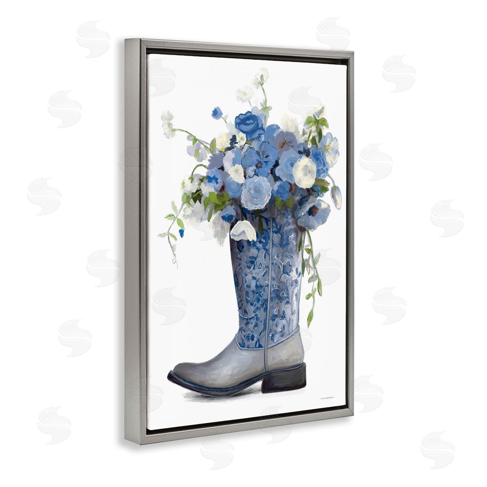Kamdon Kreations Blue Rodeo Queen Gray Floating Frame Canvas Wall Art Print