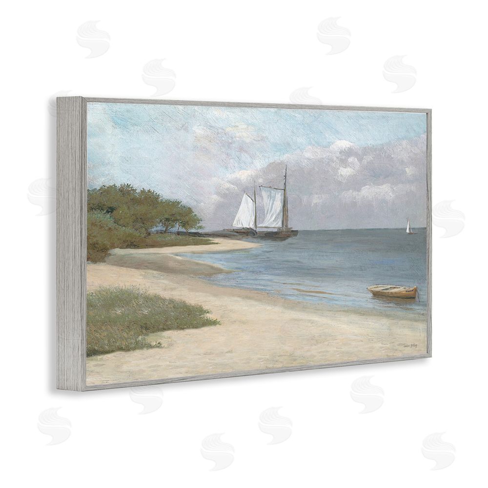 Amber Sterling A Quiet Harbor Shoreline Gray Framed Giclee Wall Art Print