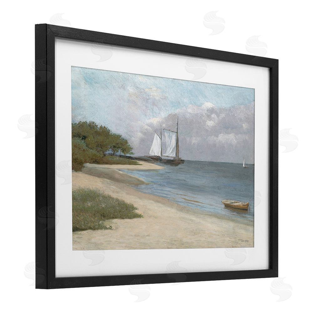 Amber Sterling A Quiet Harbor Shoreline Black Framed Print Under Glass Wall Art