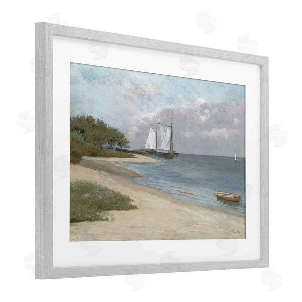 Amber Sterling A Quiet Harbor Shoreline Gray Framed Print Under Glass Wall Art