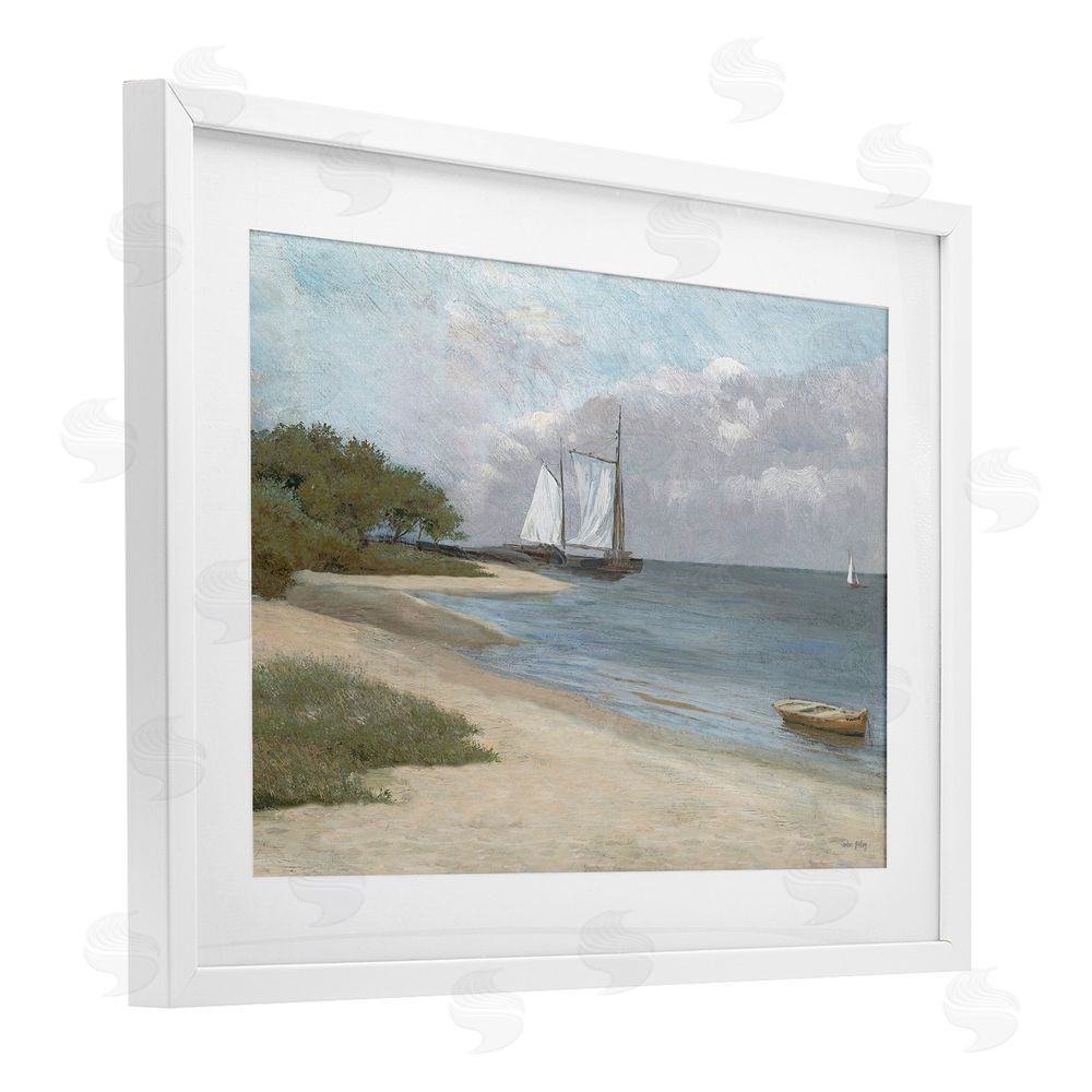 Amber Sterling A Quiet Harbor Shoreline White Framed Print Under Glass Wall Art