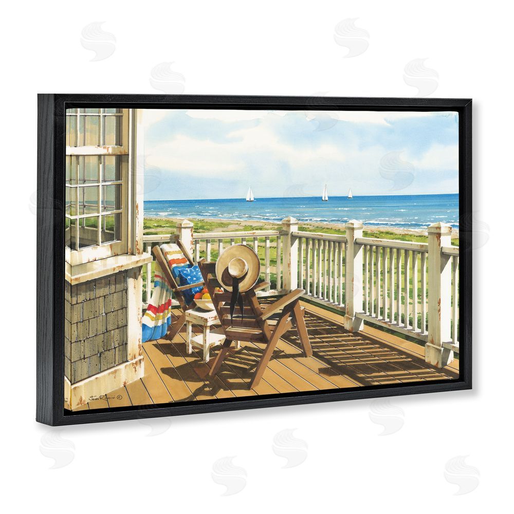 John Rossini Summer Veranda View Black Floating Frame Canvas Wall Art Print