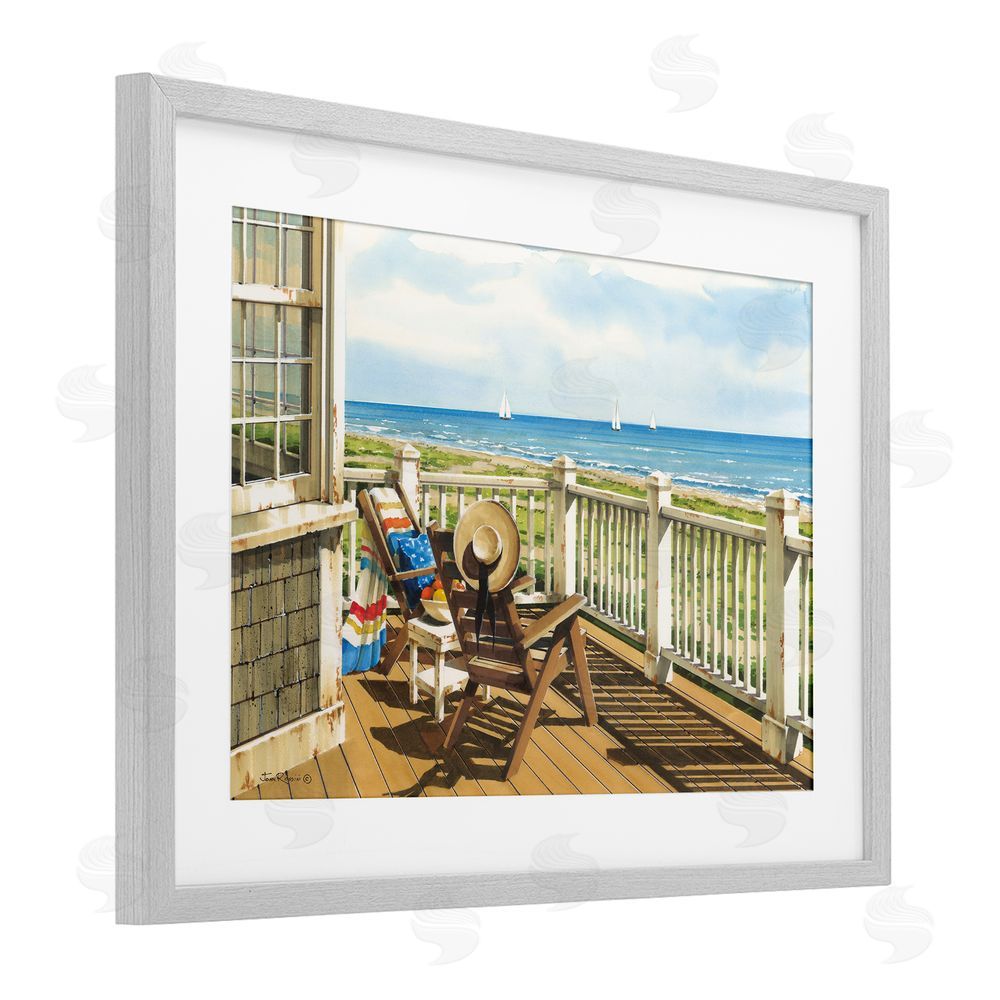 John Rossini Summer Veranda View Gray Framed Print Under Glass Wall Art