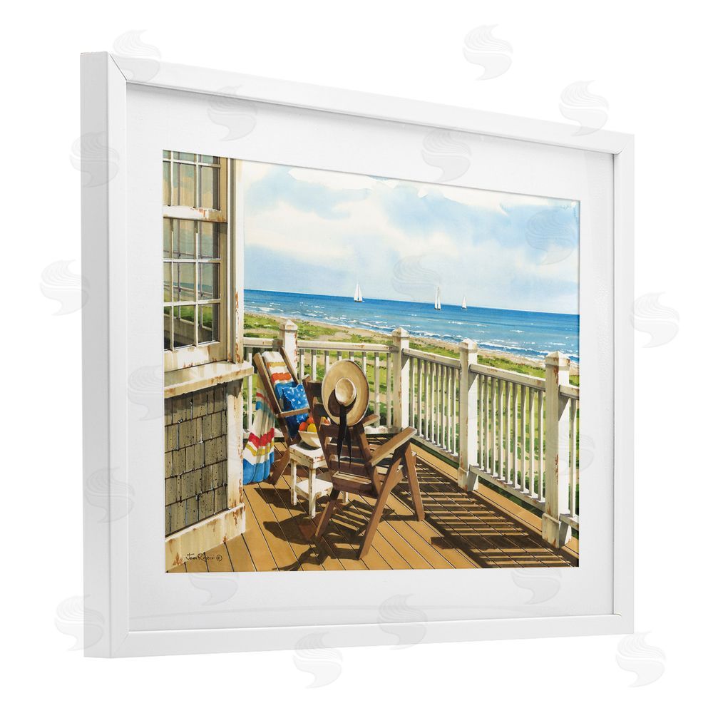 John Rossini Summer Veranda View White Framed Print Under Glass Wall Art