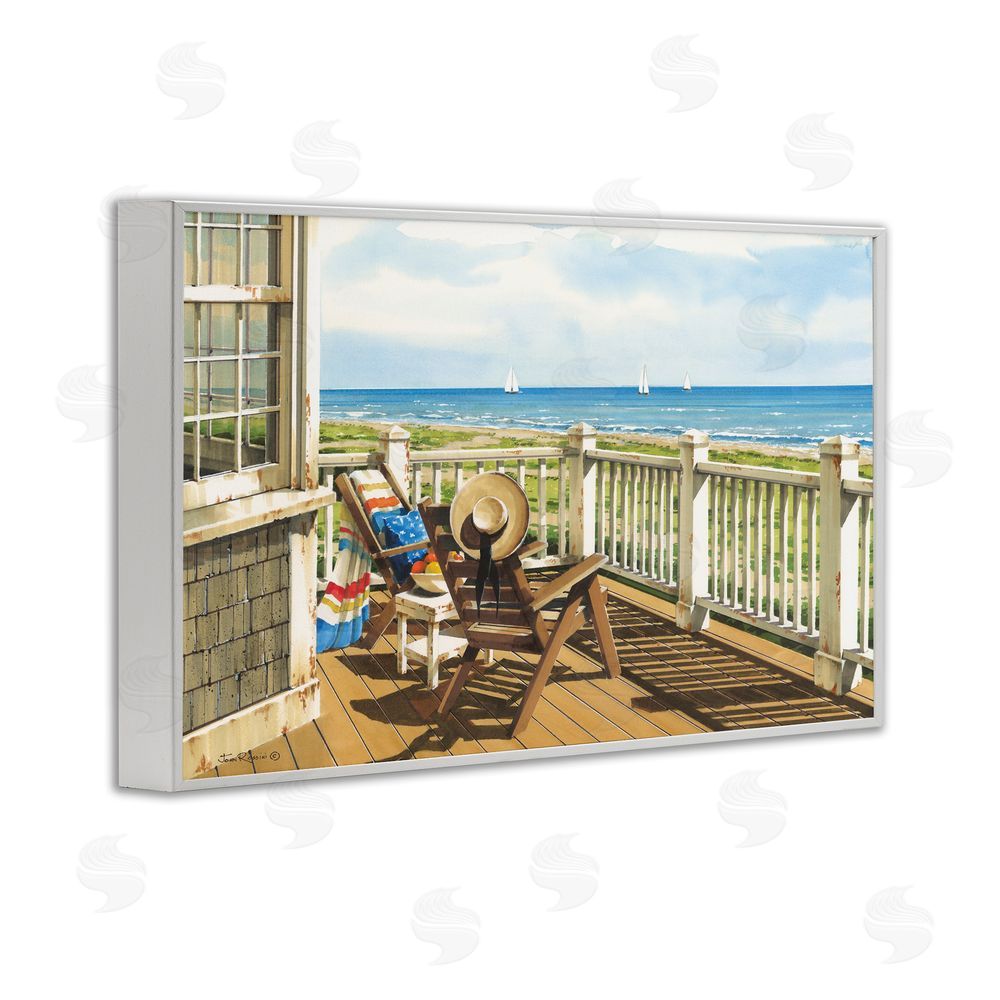 John Rossini Summer Veranda View White Framed Giclee Wall Art Print