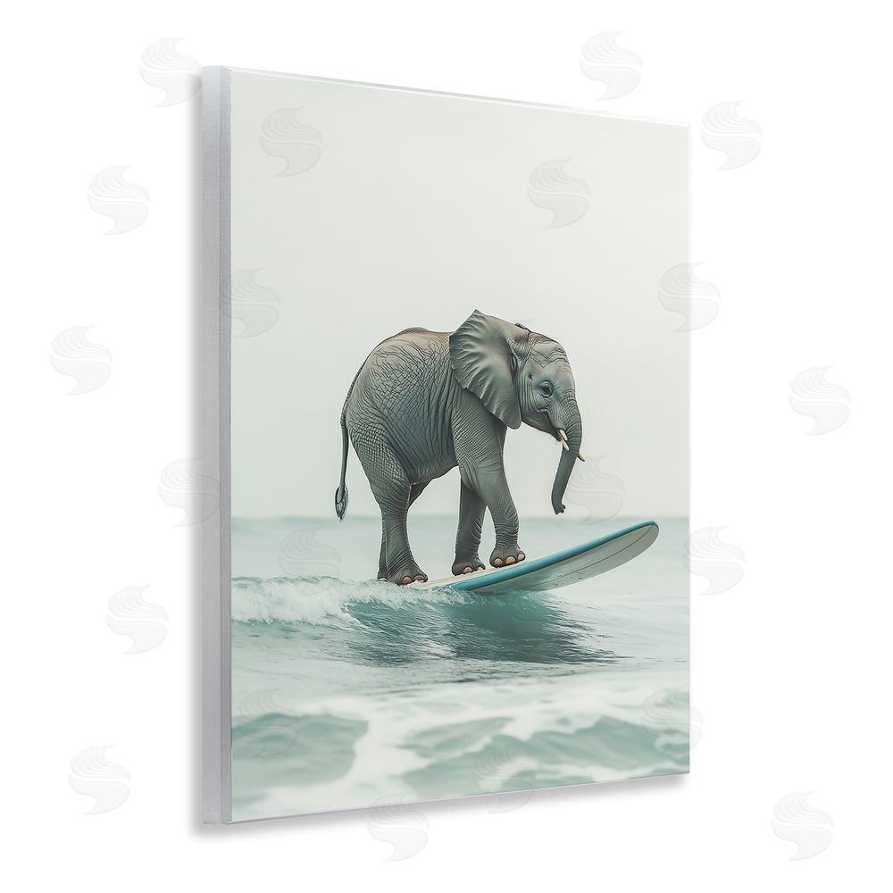 Heidi Kuntz Elephant Riding The Wave Wooden Wall Plaque Art Print