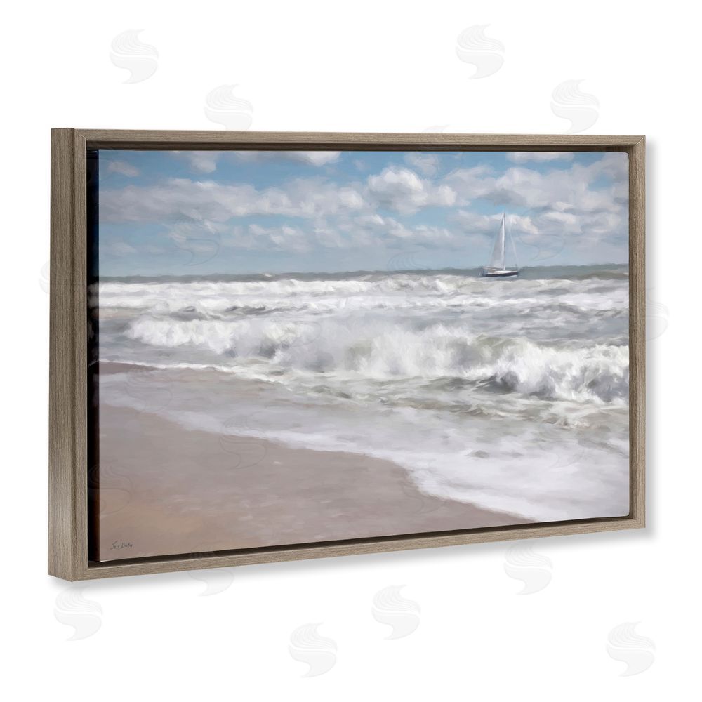 Lori Deiter Windswept Shores & Sails Brown Floating Frame Canvas Wall Art Print
