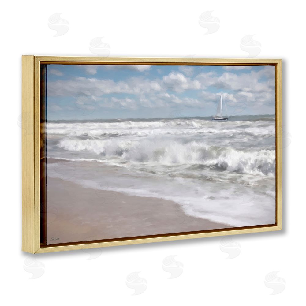 Lori Deiter Windswept Shores & Sails Gold Floating Frame Canvas Wall Art Print
