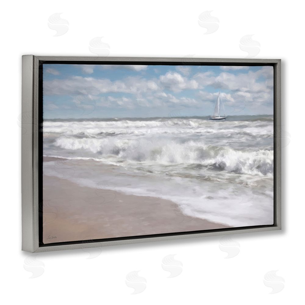 Lori Deiter Windswept Shores & Sails Gray Floating Frame Canvas Wall Art Print