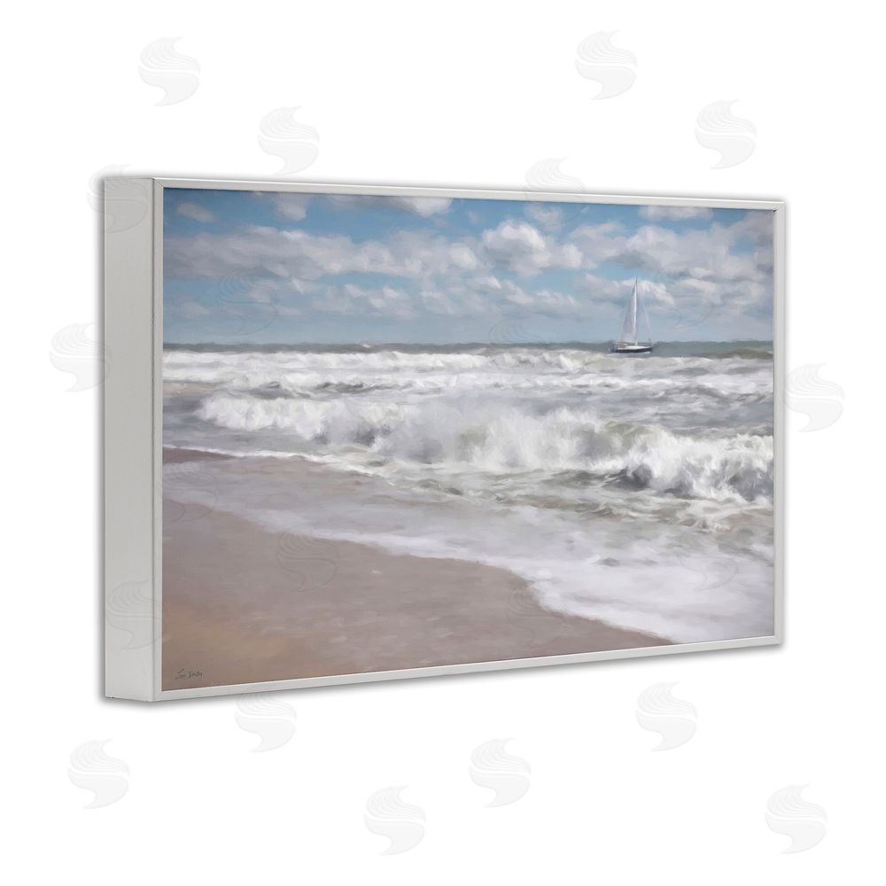 Lori Deiter Windswept Shores & Sails White Framed Giclee Wall Art Print