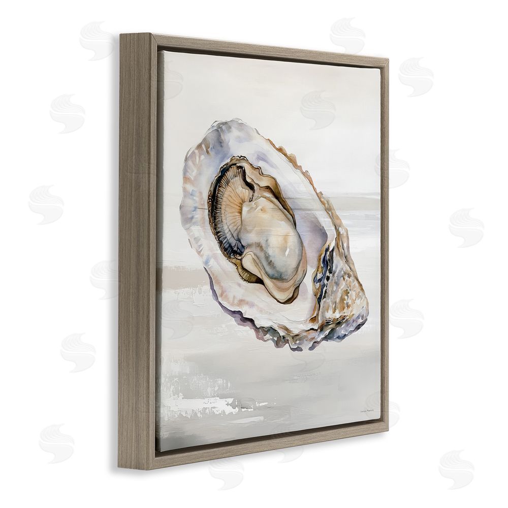 Svetlana Aleynikova Oceanic Oyster in Neutrals Brown Floating Frame Canvas Wall Art Print
