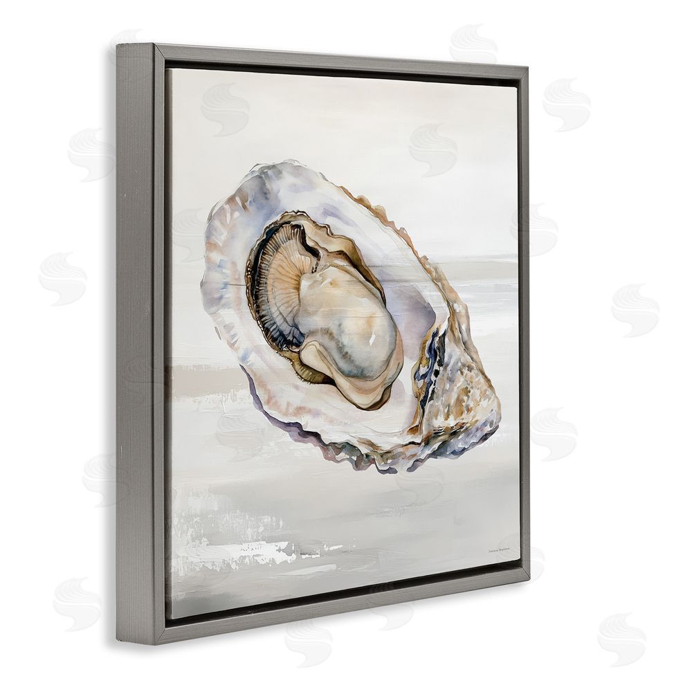 Svetlana Aleynikova Oceanic Oyster in Neutrals Gray Floating Frame Canvas Wall Art Print