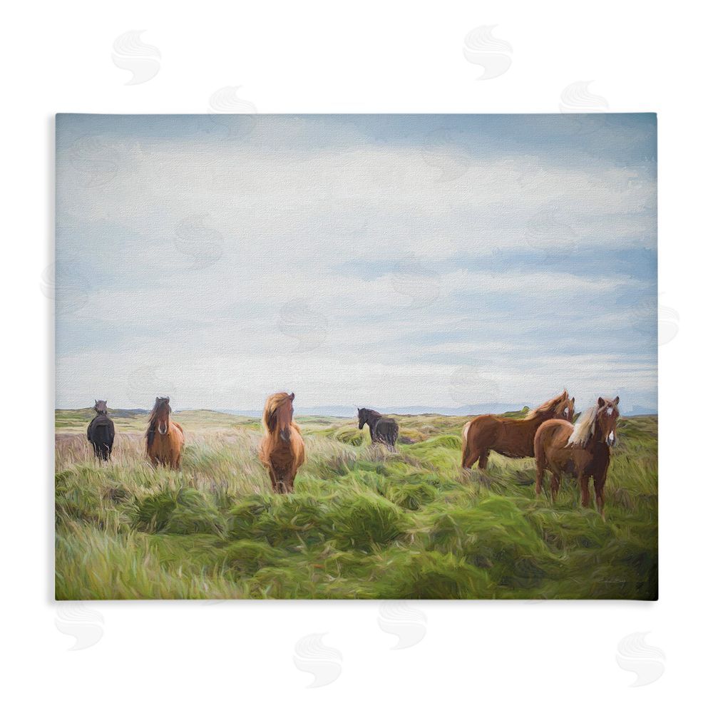 Susan Ball Free Spirit Horses in Pasture Stretched Canvas Wall Art Print