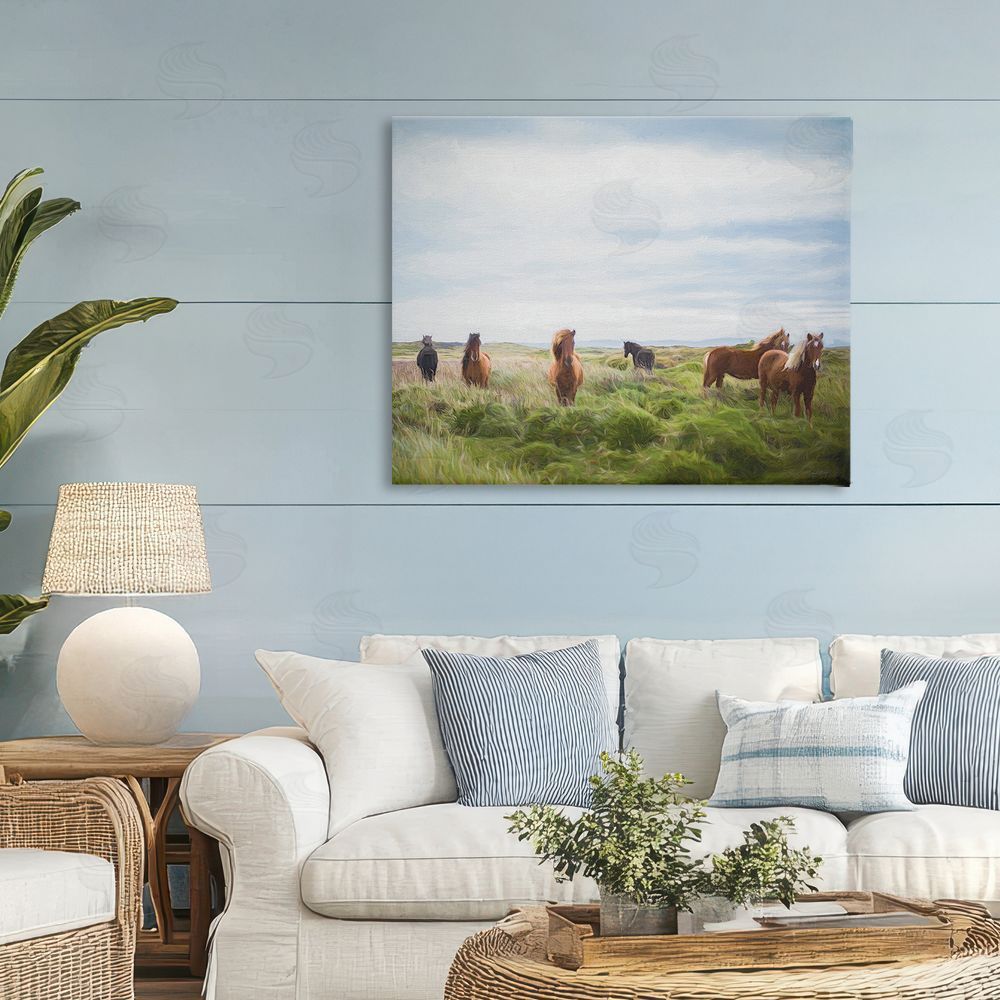 Susan Ball Free Spirit Horses in Pasture Stretched Canvas Wall Art in Room