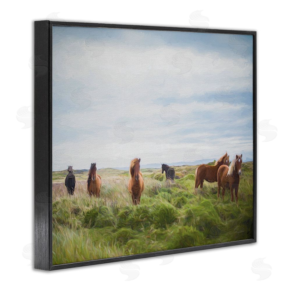 Susan Ball Free Spirit Horses in Pasture Black Framed Giclee Wall Art Print