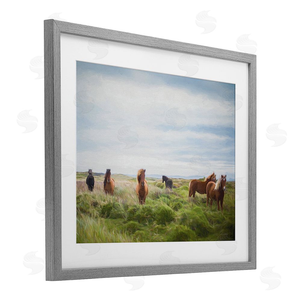 Susan Ball Free Spirit Horses in Pasture Gray Framed Print Under Glass Wall Art