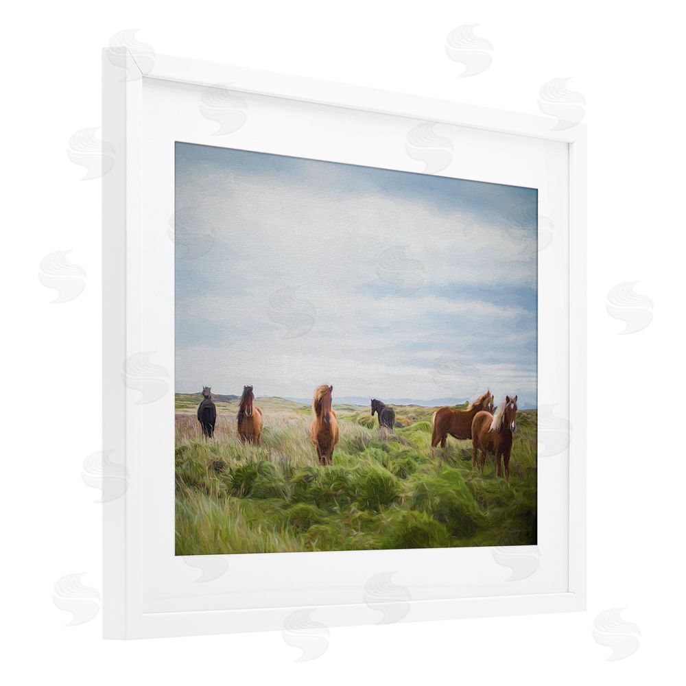 Susan Ball Free Spirit Horses in Pasture White Framed Print Under Glass Wall Art