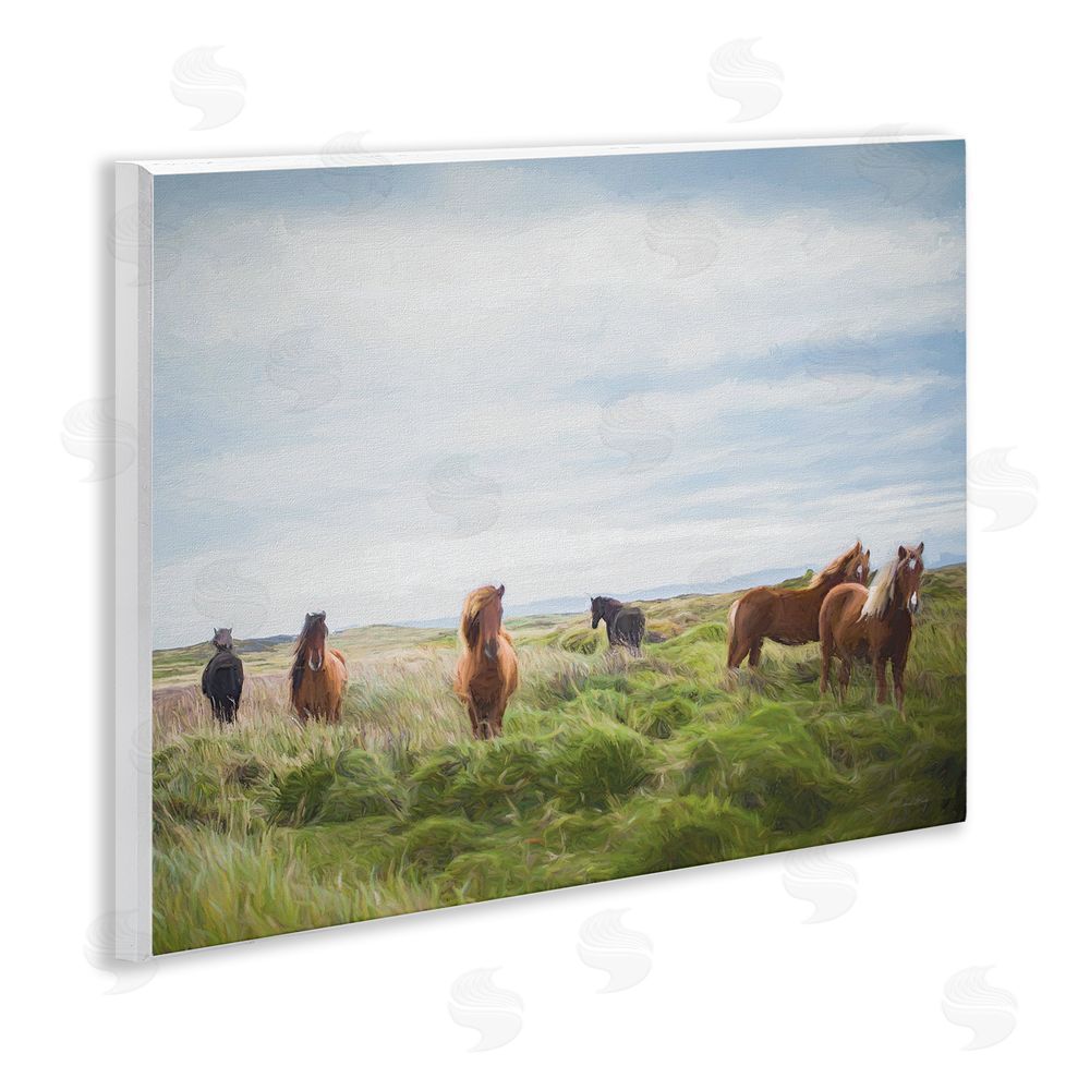 Susan Ball Free Spirit Horses in Pasture Wooden Wall Plaque Art Print