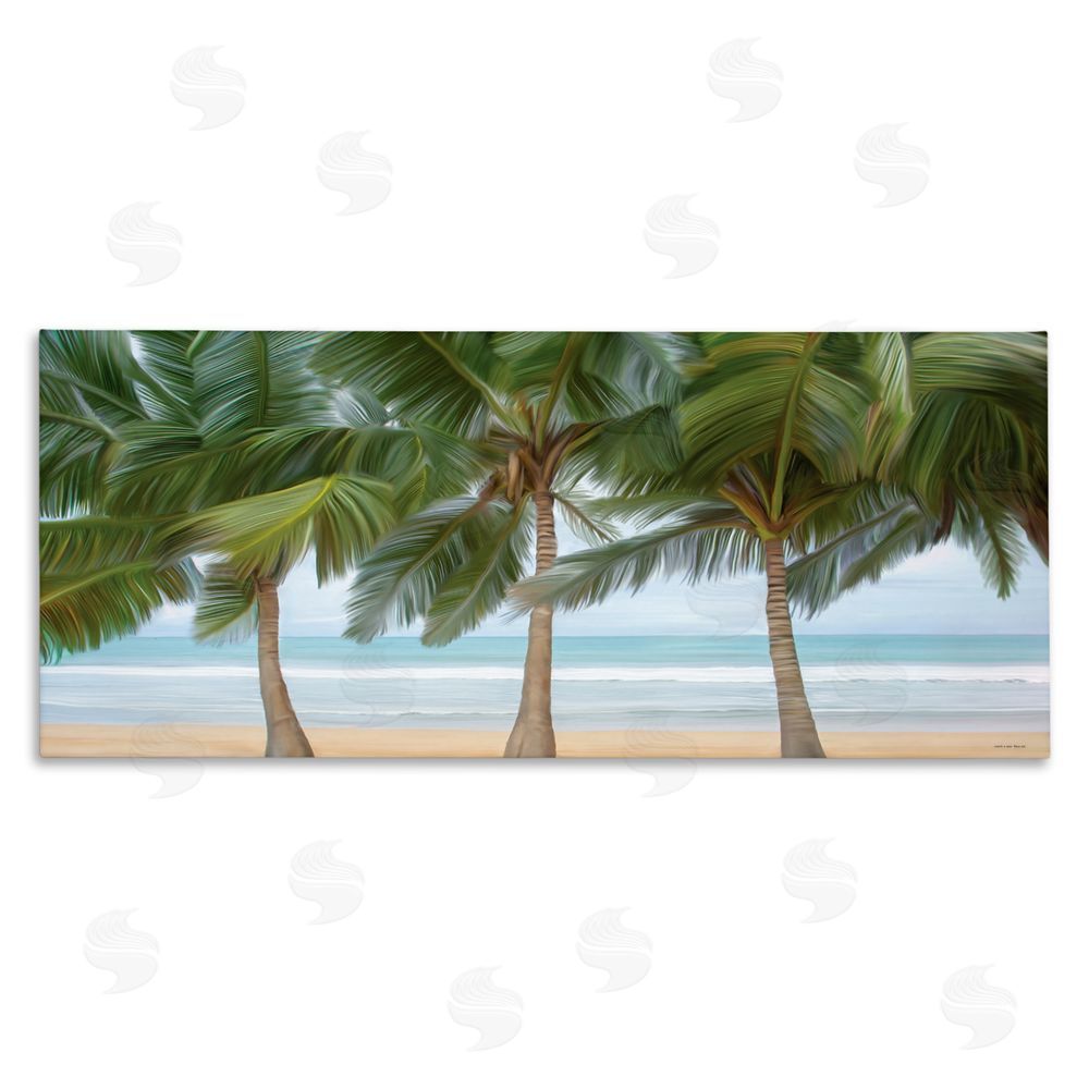 Seven Trees Design Sandy Solitude Palm Trees Stretched Canvas Wall Art Print
