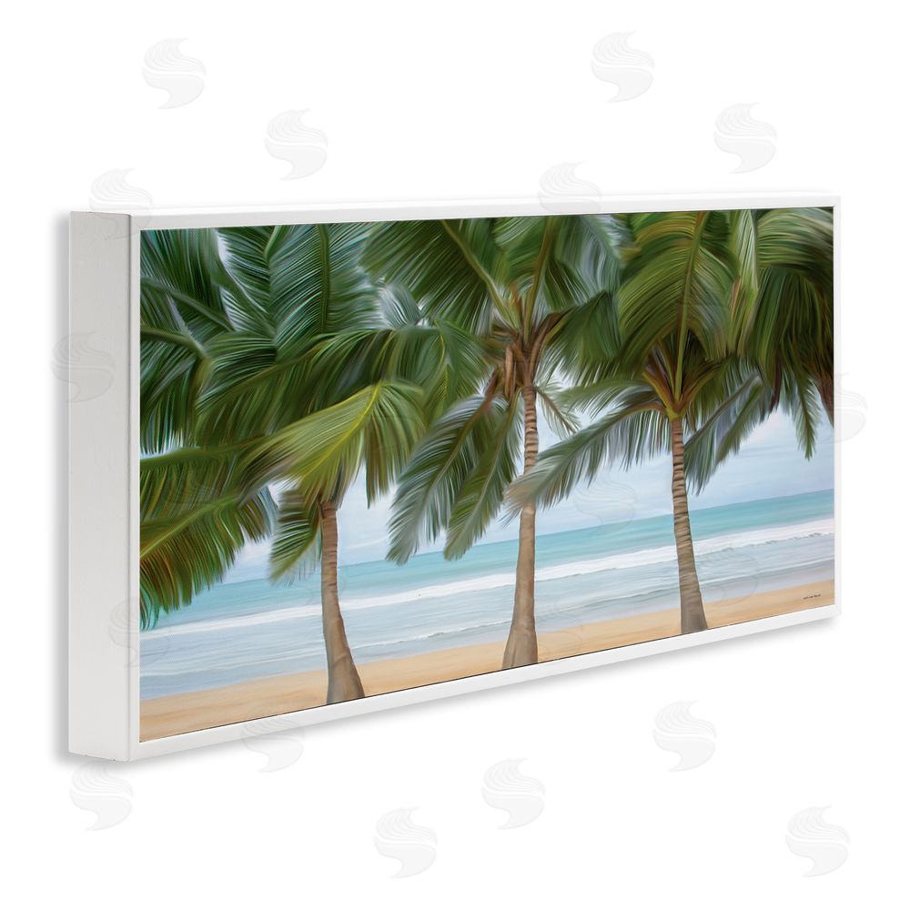 Seven Trees Design Sandy Solitude Palm Trees White Framed Giclee Wall Art Print