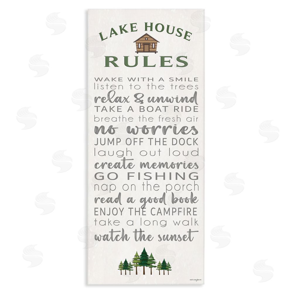 Seven Trees Design Fun Lake House Rules Stretched Canvas Wall Art Print