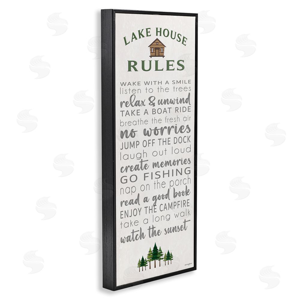 Seven Trees Design Fun Lake House Rules Black Framed Giclee Wall Art Print