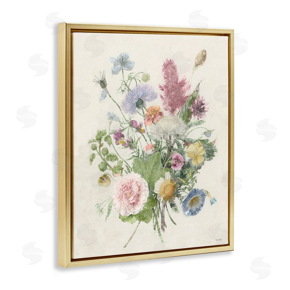 Amber Sterling Botanical Gathering Cluster Gold Floating Frame Canvas Wall Art Print