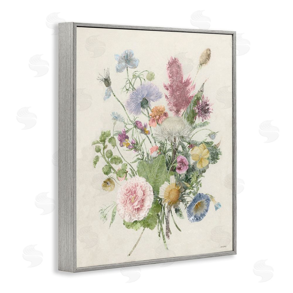 Amber Sterling Botanical Gathering Cluster Gray Framed Giclee Wall Art Print