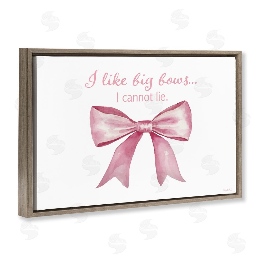 Cindy Jacobs I Like Big Bows Pink Ribbon Brown Floating Frame Canvas Wall Art Print