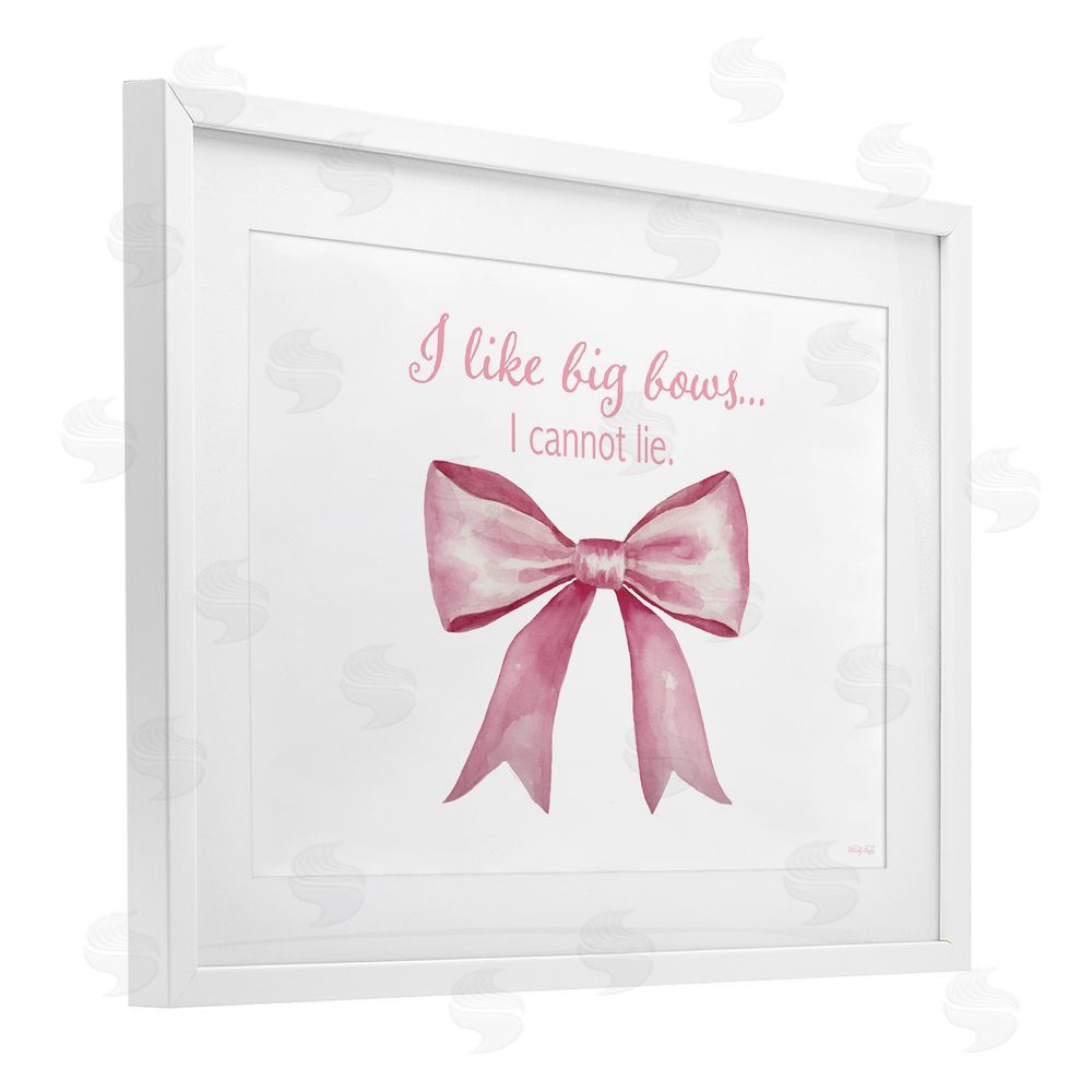 Cindy Jacobs I Like Big Bows Pink Ribbon White Framed Print Under Glass Wall Art
