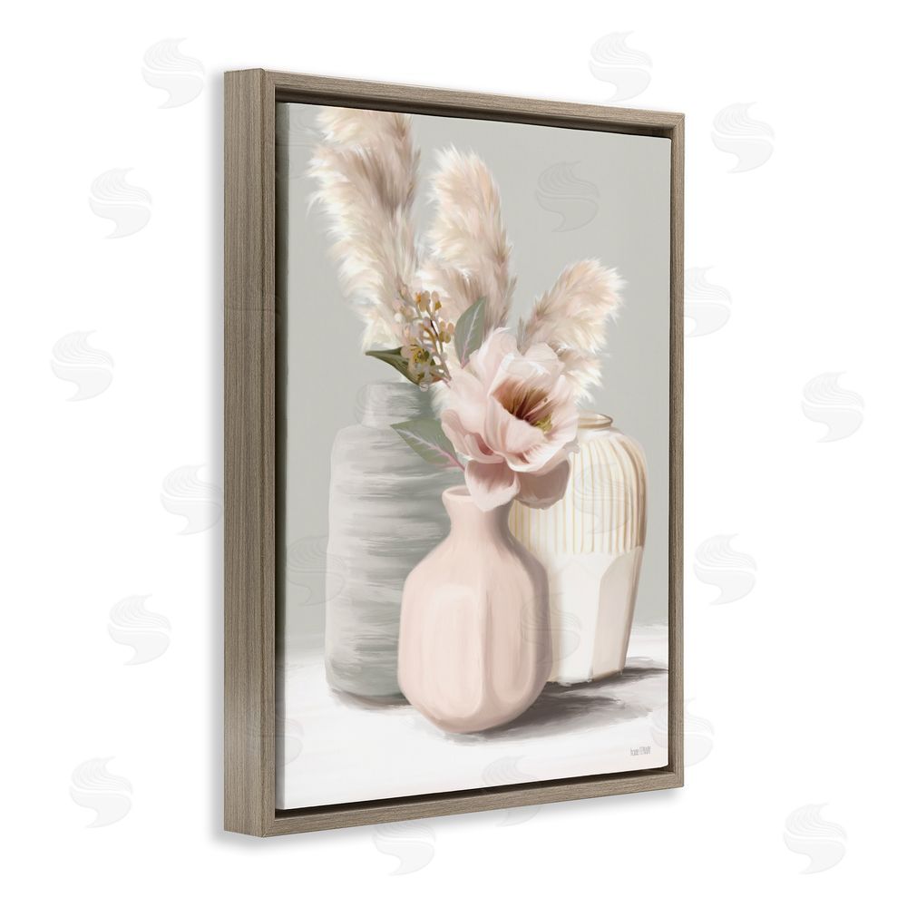 House Fenway Boho Bliss Bouquets Brown Floating Frame Canvas Wall Art Print