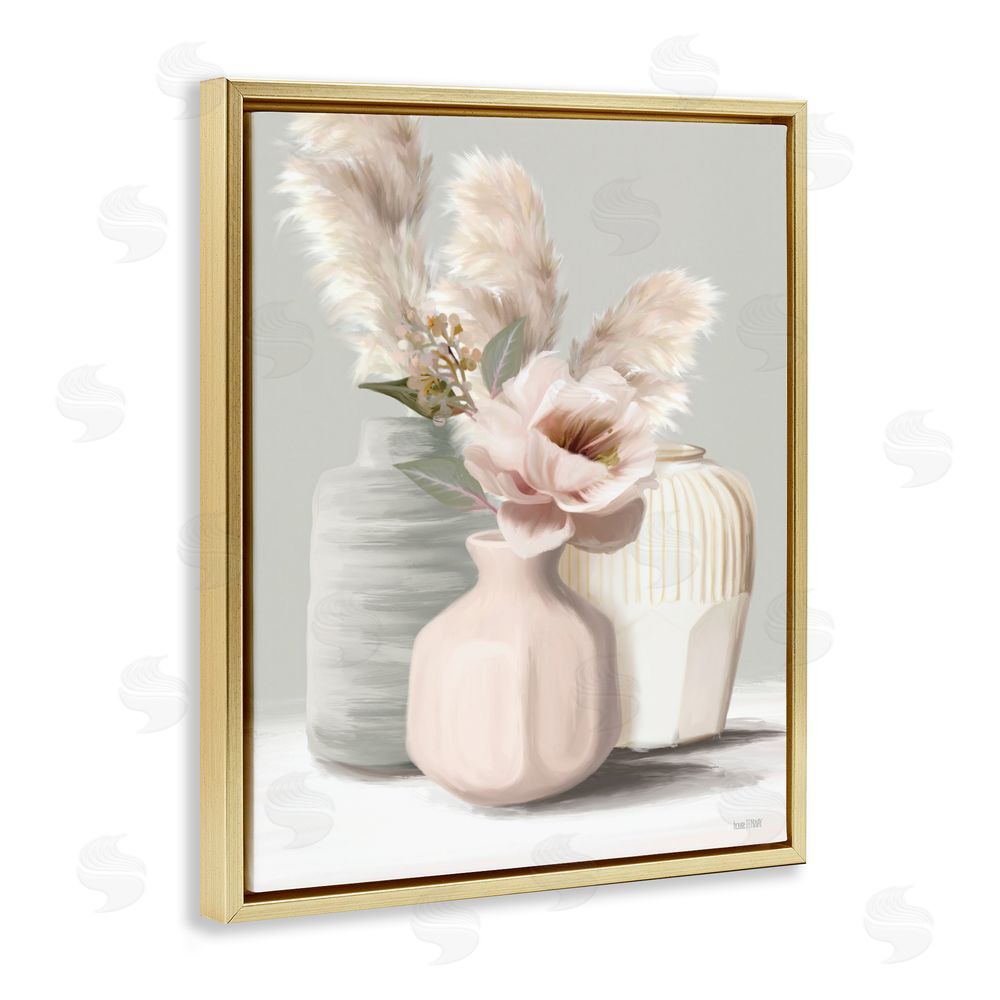 House Fenway Boho Bliss Bouquets Gold Floating Frame Canvas Wall Art Print