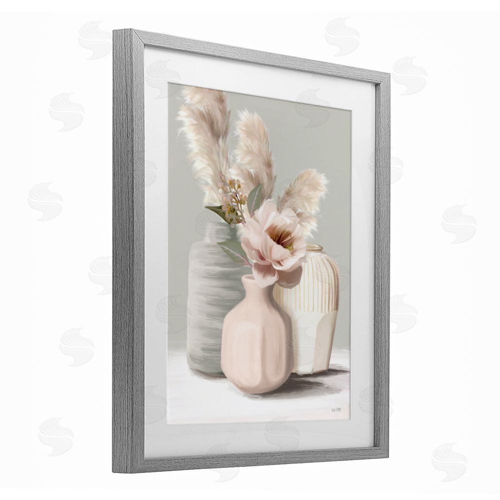 House Fenway Boho Bliss Bouquets Gray Framed Print Under Glass Wall Art