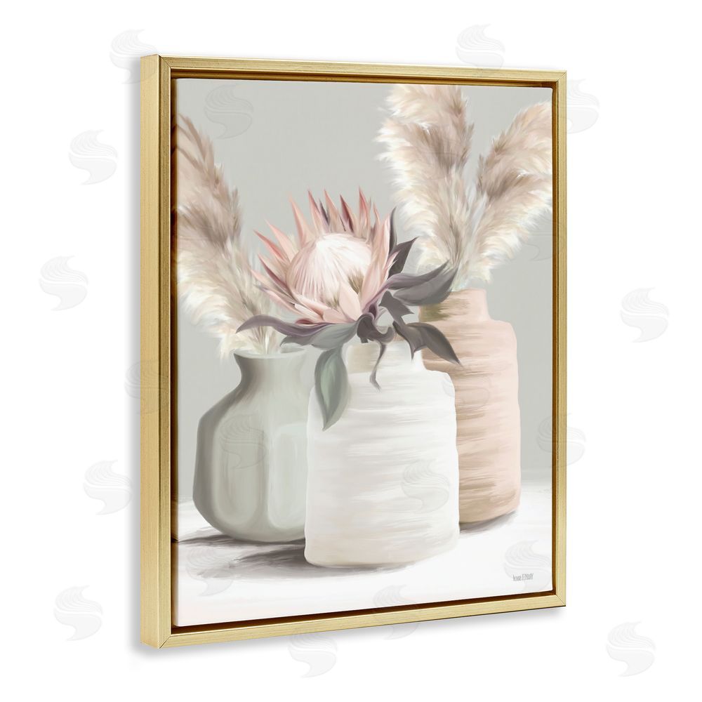House Fenway Boho Bliss Pampas Gold Floating Frame Canvas Wall Art Print
