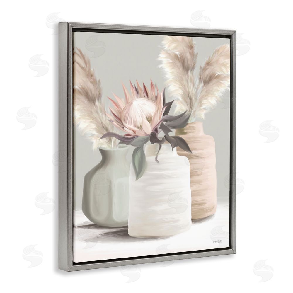 House Fenway Boho Bliss Pampas Gray Floating Frame Canvas Wall Art Print