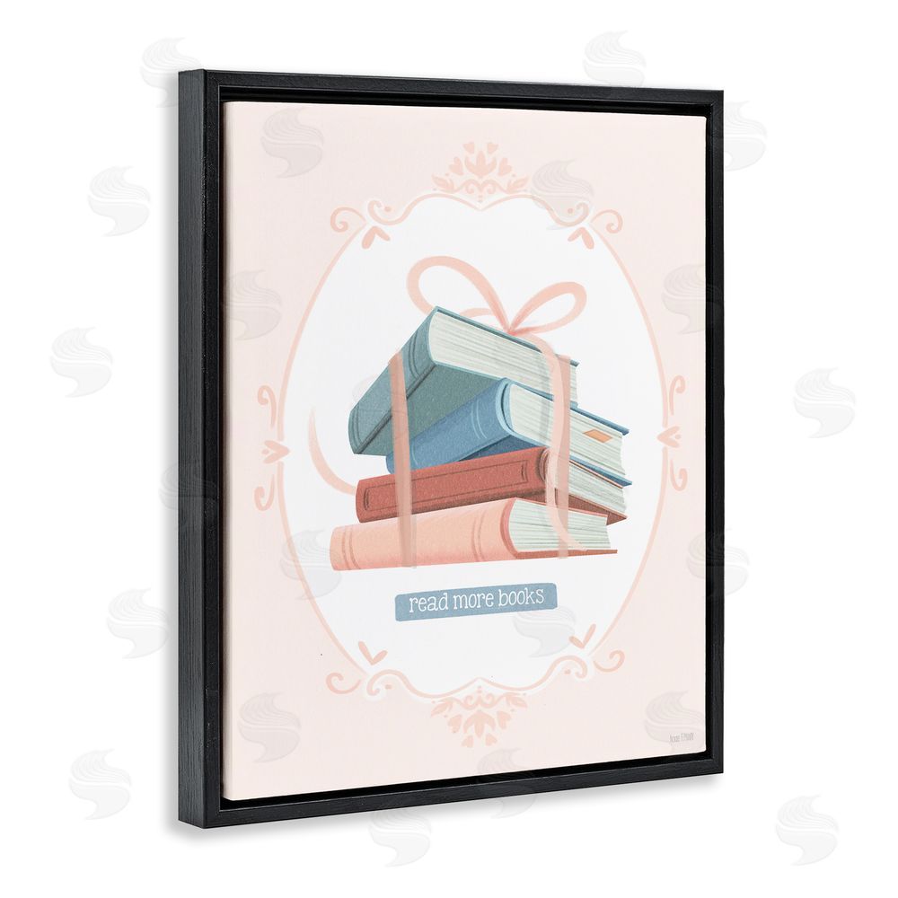 House Fenway Read More Books Tied Stack Black Floating Frame Canvas Wall Art Print