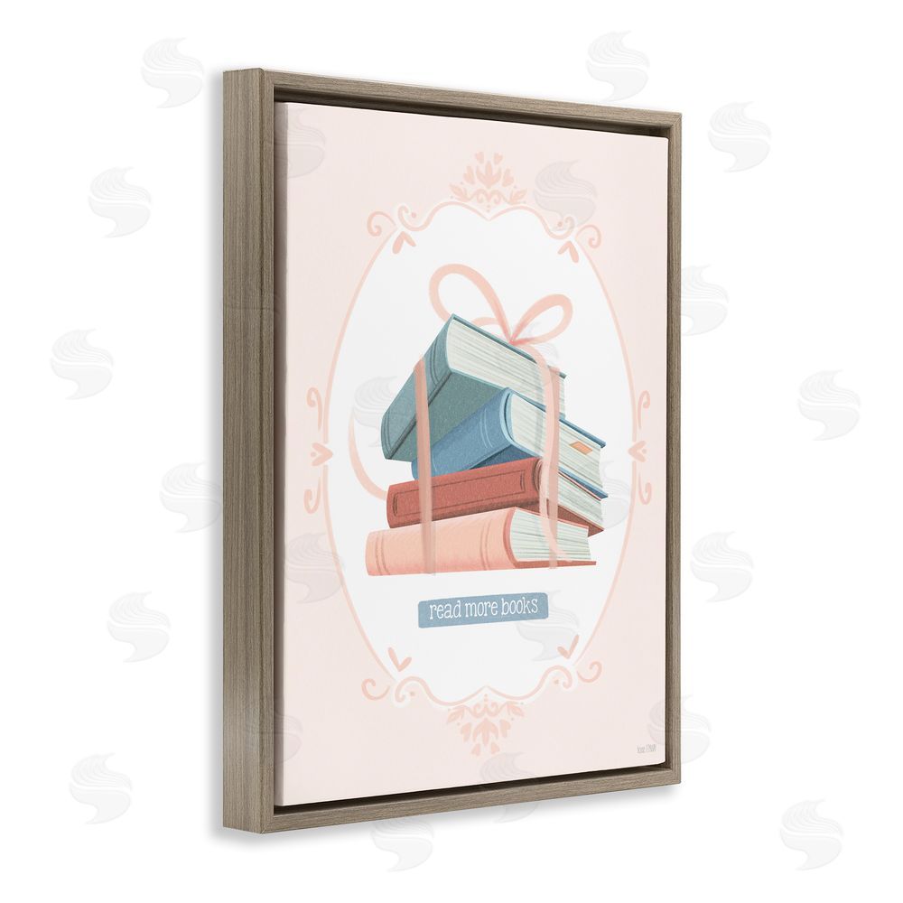 House Fenway Read More Books Tied Stack Brown Floating Frame Canvas Wall Art Print