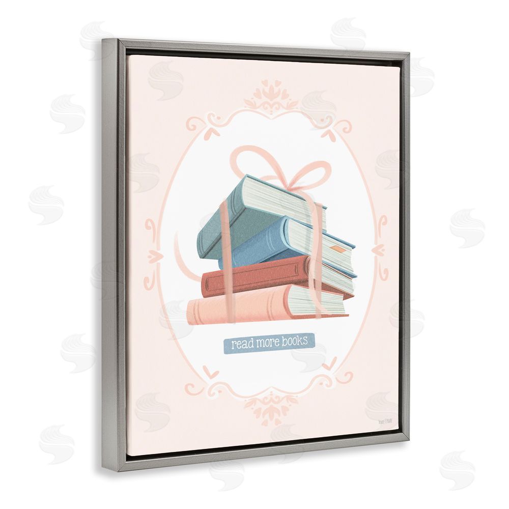 House Fenway Read More Books Tied Stack Gray Floating Frame Canvas Wall Art Print