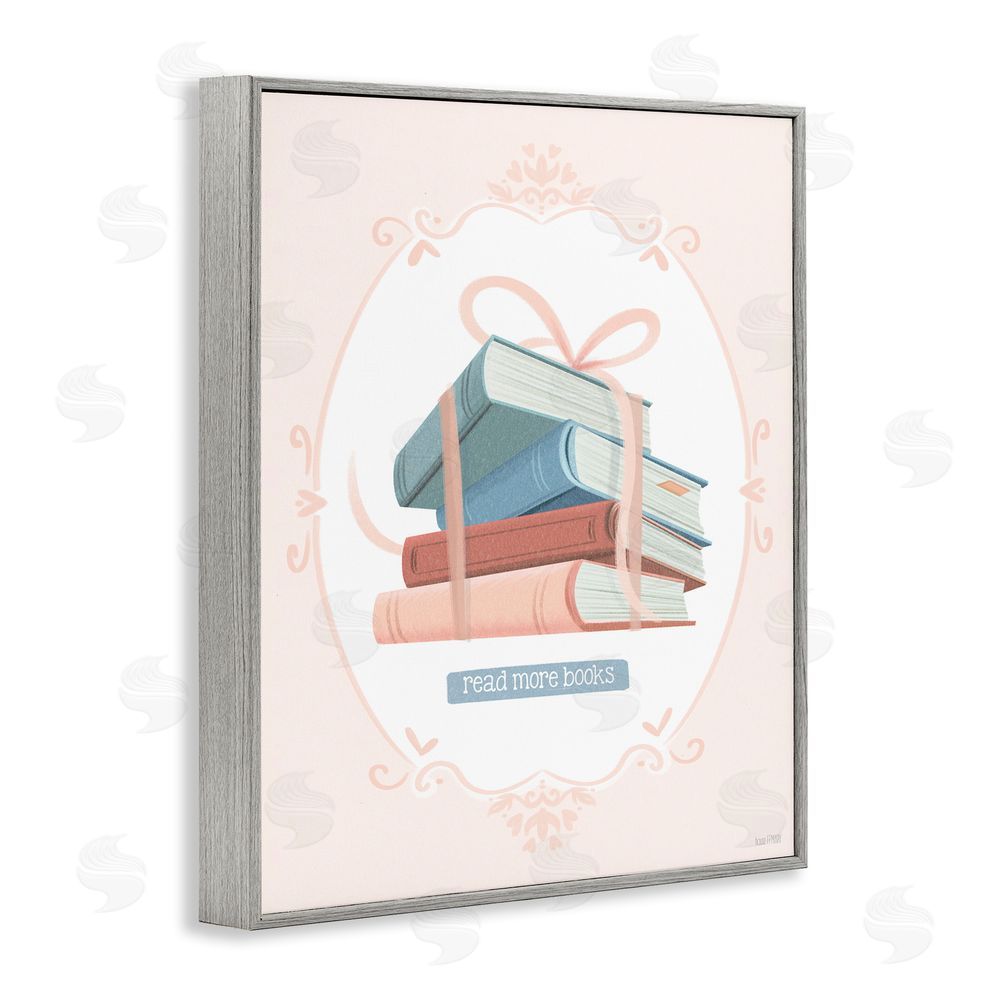 House Fenway Read More Books Tied Stack Gray Framed Giclee Wall Art Print