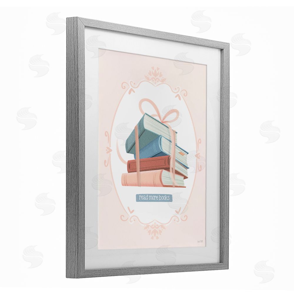 House Fenway Read More Books Tied Stack Gray Framed Print Under Glass Wall Art