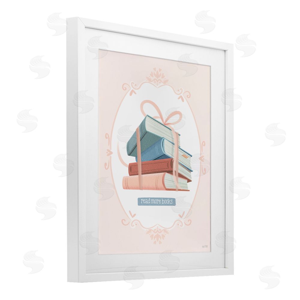 House Fenway Read More Books Tied Stack White Framed Print Under Glass Wall Art