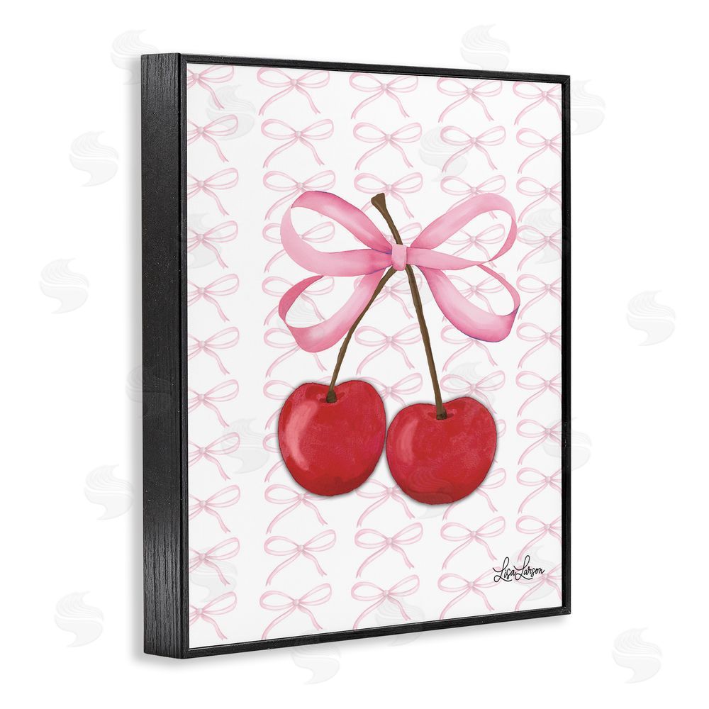 Lisa Larson Pink Coquette Cherries Black Framed Giclee Wall Art Print