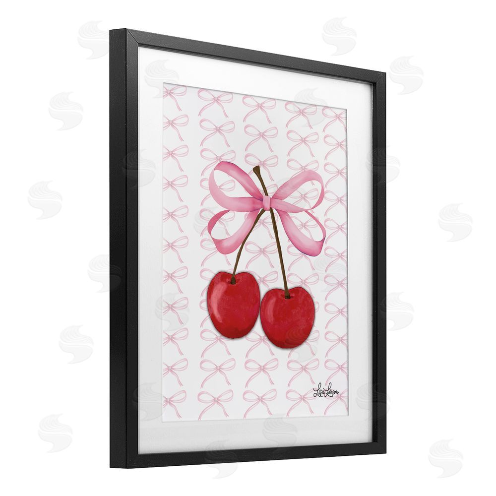 Lisa Larson Pink Coquette Cherries Black Framed Print Under Glass Wall Art